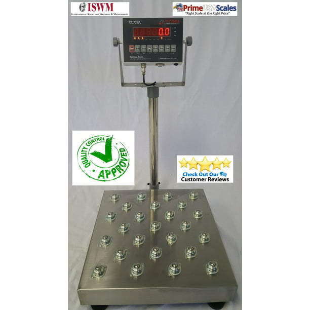 PEC TOOLS Bench Scale/Stainless Steel Postal Scale/Large Platform with NTEP Approval Indicator 12” x 16” 